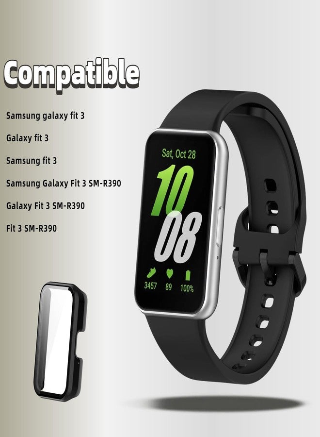 QHBAMD Silicone Bands Compatible for Samsung Galaxy Fit 3 SM-R390, with PC Case Protective Unisex Soft Breathable Waterproof Sport Watch Band for Galaxy Fit 3 - Image 2