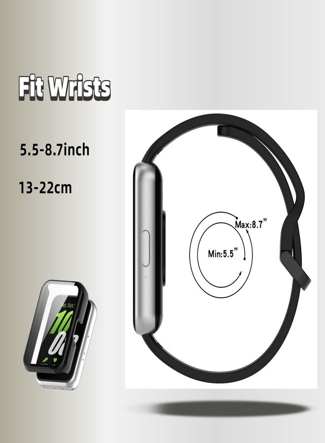 QHBAMD Silicone Bands Compatible for Samsung Galaxy Fit 3 SM-R390, with PC Case Protective Unisex Soft Breathable Waterproof Sport Watch Band for Galaxy Fit 3 - Image 4