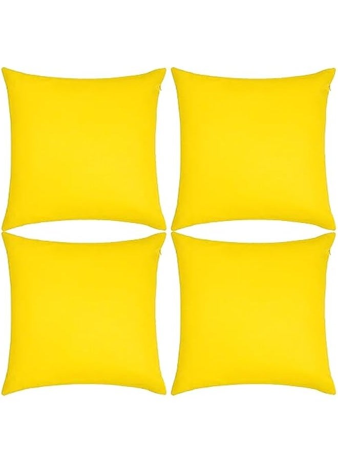 Generic Pack of 4 Decorative Outdoor Waterproof Throw Pillow Covers Square Garden Cushion Cases for Patio, Couch, Tent and Sofa, 18 x 18 Inches, (Yellow)  - Image 1