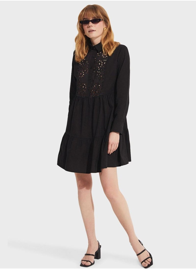 JUNE - Openwork Shirt Dress - Image 1