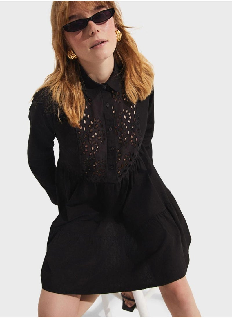 JUNE - Openwork Shirt Dress - Image 1