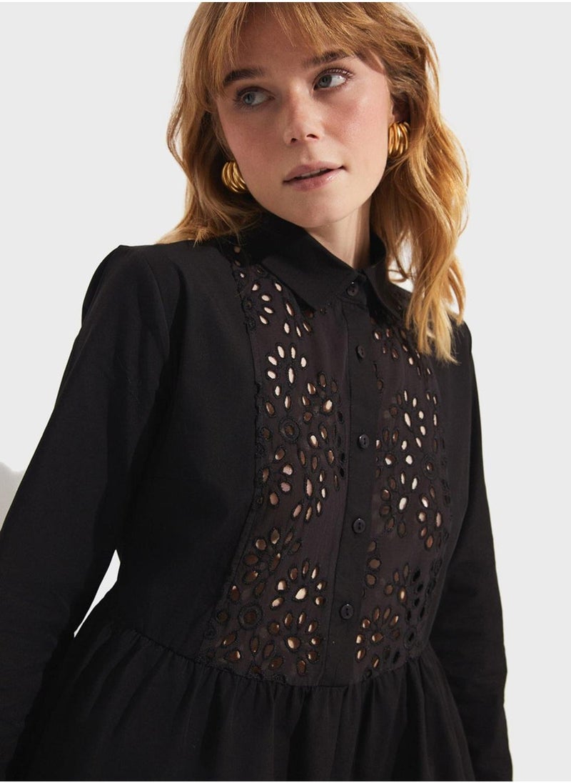 JUNE - Openwork Shirt Dress - Image 1