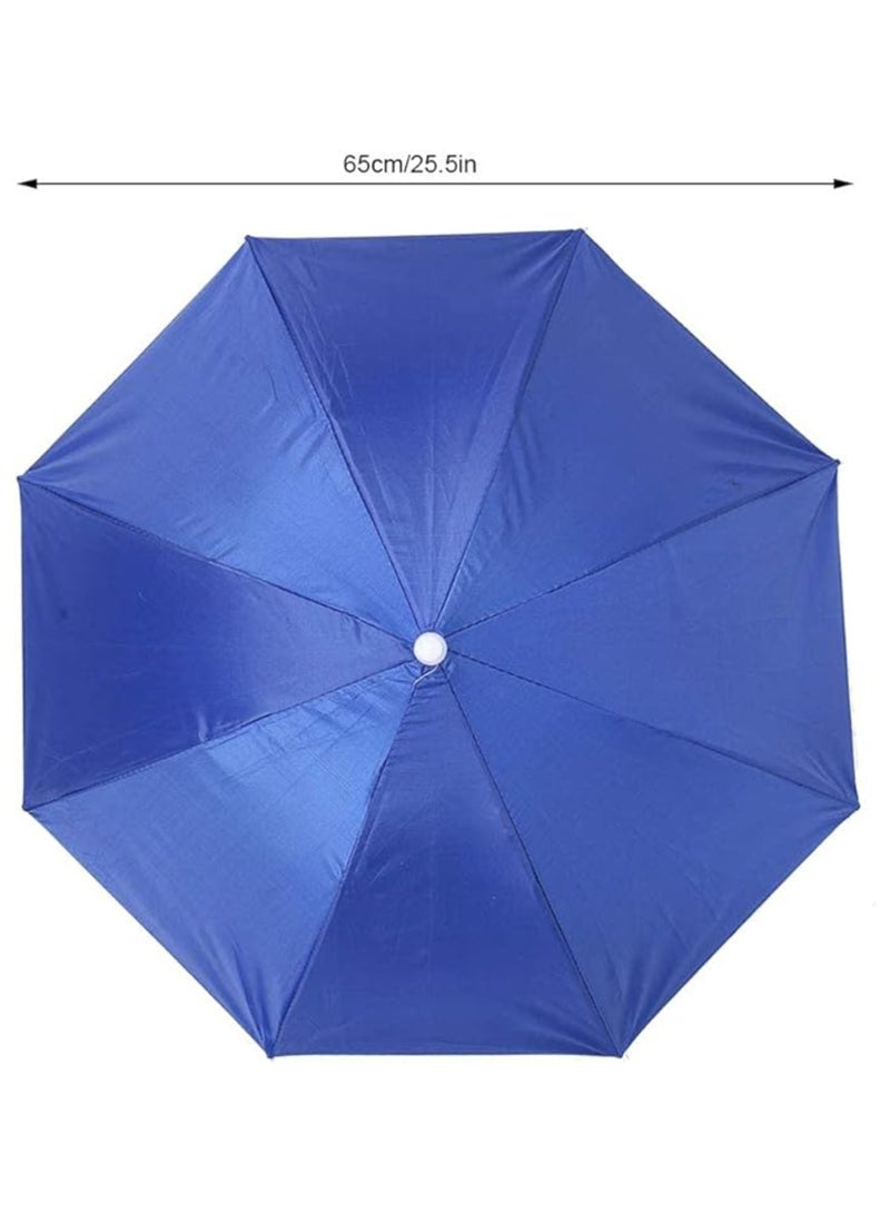 Umbrella Hat 65cm Sunscreen Windproof Hands Free Head Umbrella Cap UV Protection Umbrella Hats Head Mounted Umbrella Top Folding Hat Umbrella for Fishing Beach Golf Sunshade Outdoor, Blue - Image 4