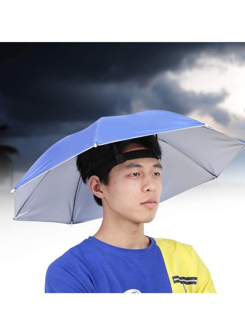 Umbrella Hat 65cm Sunscreen Windproof Hands Free Head Umbrella Cap UV Protection Umbrella Hats Head Mounted Umbrella Top Folding Hat Umbrella for Fishing Beach Golf Sunshade Outdoor, Blue - pzsku/ZB736EB4E43D534B9FB42Z/45/_/1727676823/eac32186-191a-4a5a-a7e8-8b8e80139a74