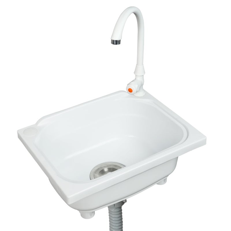 shawoo kitchen Single Bowl Utility Sink, Kitchen Wall-Mounted Sink 15.1 x 11.2 Inch With 1.26 inch faucet hole, Plastic rv sink for Home, Restaurant, Dorm, Garage, Bathroom,Laundry (white, 15.1*11.2*7.1) - Image 1