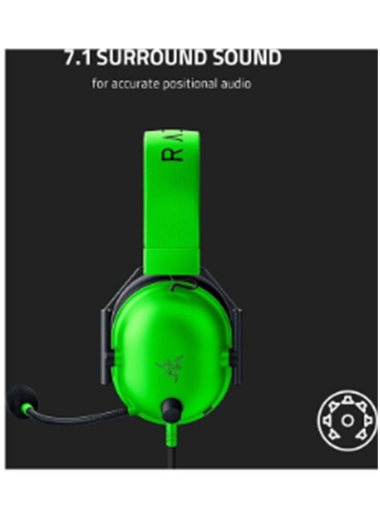 Blackshark V2 X Gaming Headset: 7.1 Surround Sound 50mm Drivers Memory Foam Cushion For Pc, Ps4, Ps5, Switch, Xbox One, Xbox Series X & S, Mobile 3.5mm Audio Jack Green, Standard