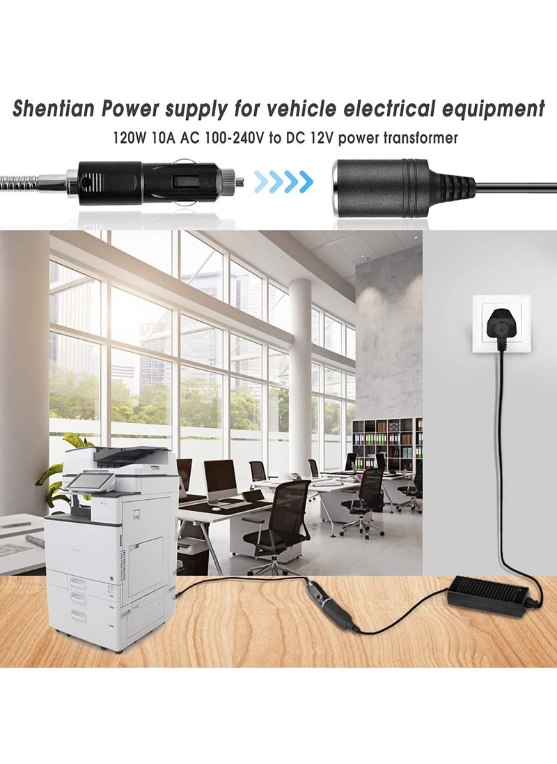 Beauenty AC To DC Converter 100V ~ 240V to 12V 10A 120W Invertor Car Cigarette Lighter Socket AC/DC Power Supply Adapter Transformer For Tire Inflator, Car Refrigerator, Car Vacuum Cleaner,Cool Boxes  - Image 5