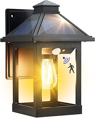 Kuniwa Kuniwa Solar Wall Light Outdoor with 3 Lighting Modes, Dusk to Dawn Led Wall Mount Sconce Exterior Motion Sensor  - Image 1