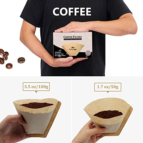 Irekamons #4 Cone Coffee Filter 8-12 cup, Unbleached Natural Paper, No Blowout, Disposable for Pour Over and Drip Coffee Maker, 100 Count - Image 4