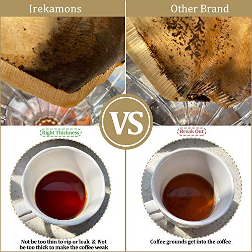 Irekamons #4 Cone Coffee Filter 8-12 cup, Unbleached Natural Paper, No Blowout, Disposable for Pour Over and Drip Coffee Maker, 100 Count - Image 3