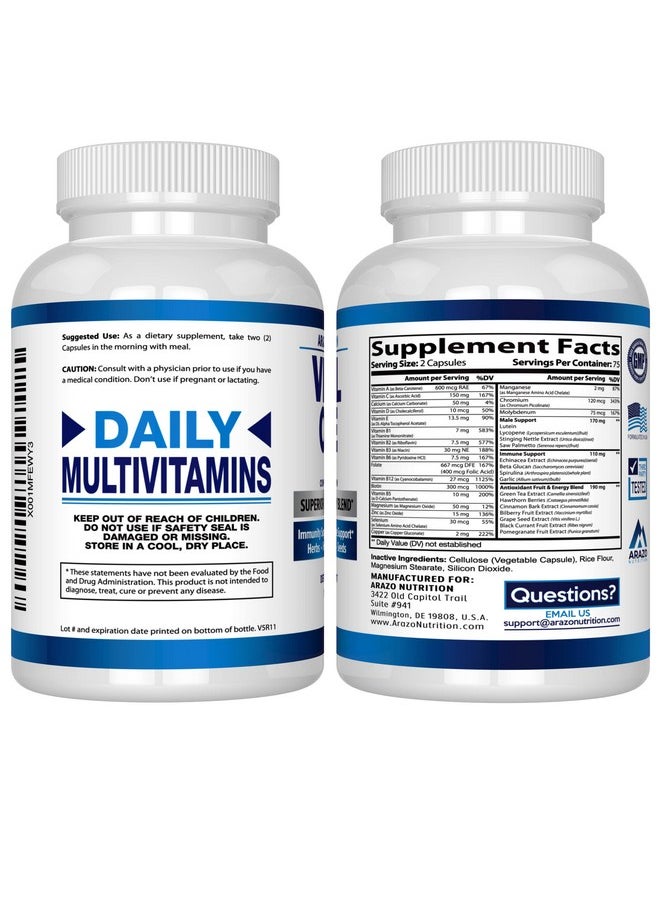 Arazo Nutrition - Vital One Multivitamin For Men Daily Wholefood Supplement 150 Vegan Capsules Arazo Nutrition - Image 1