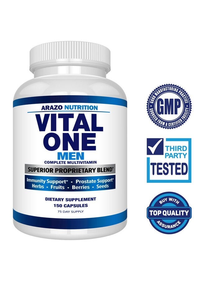 Arazo Nutrition - Vital One Multivitamin For Men Daily Wholefood Supplement 150 Vegan Capsules Arazo Nutrition - Image 1