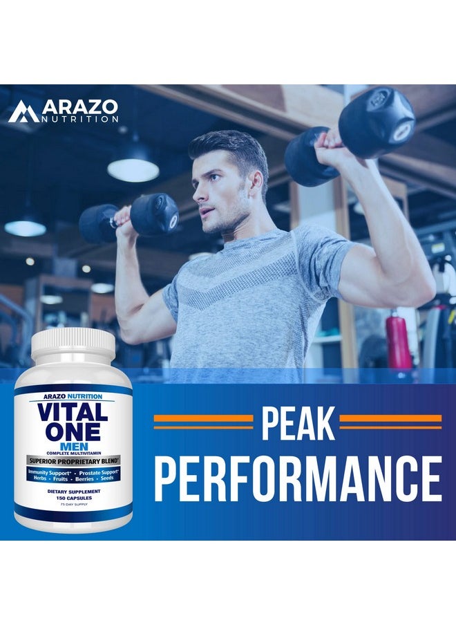 Arazo Nutrition - Vital One Multivitamin For Men Daily Wholefood Supplement 150 Vegan Capsules Arazo Nutrition - Image 1