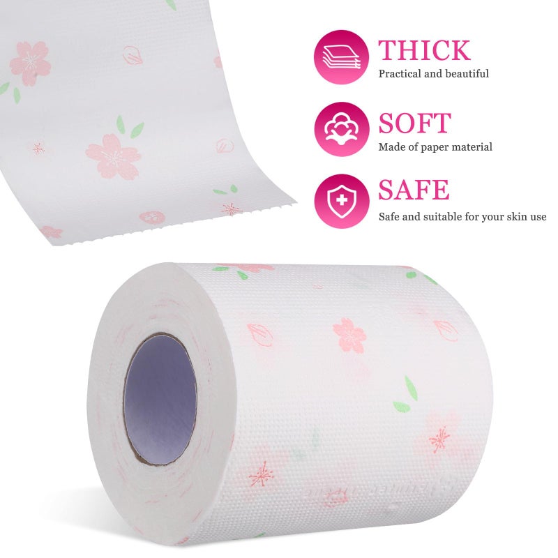 Printed Floral Design Pink Toilet Paper Rolls 4 Pack for Home and Travel - Image 4