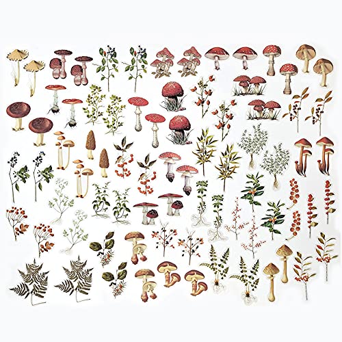 1000Art Mushrooms Plant Stickers Set(80 PCS) PET Transparent Vintage Nature Stickers for Scrapbooking Planner Journaling Wrapping DIY Crafts Cards Album Water Bottles Phone Cases Laptops - Image 4