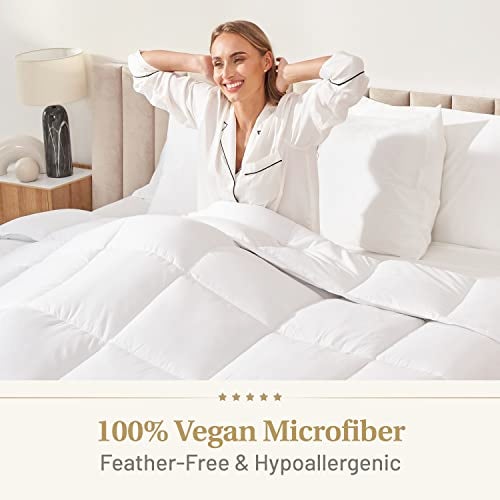 Lavish Comforts Down Alternative Comforter Queen Size - Fluffy Duvet Insert - Puffy Premium All Season Winter - Luxury Breathable Hotel Plush Comforter - Queen, White, 86x86 inches - Eco-Compressed Packing - Image 2