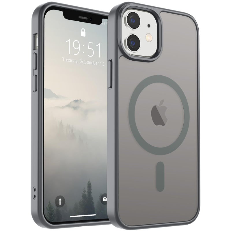 SUPFINE Magnetic for iPhone 12 Case/iPhone 12 Pro Case (Compatible with MagSafe) (Military Grade Drop Protection) Slim Translucent Matte Shockproof with Anti-Fingerprint Phone Case,Gray - Image 1