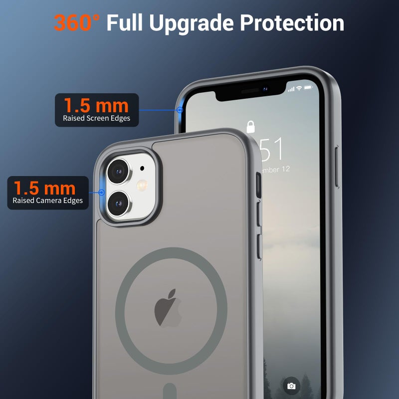 SUPFINE Magnetic for iPhone 12 Case/iPhone 12 Pro Case (Compatible with MagSafe) (Military Grade Drop Protection) Slim Translucent Matte Shockproof with Anti-Fingerprint Phone Case,Gray - Image 4