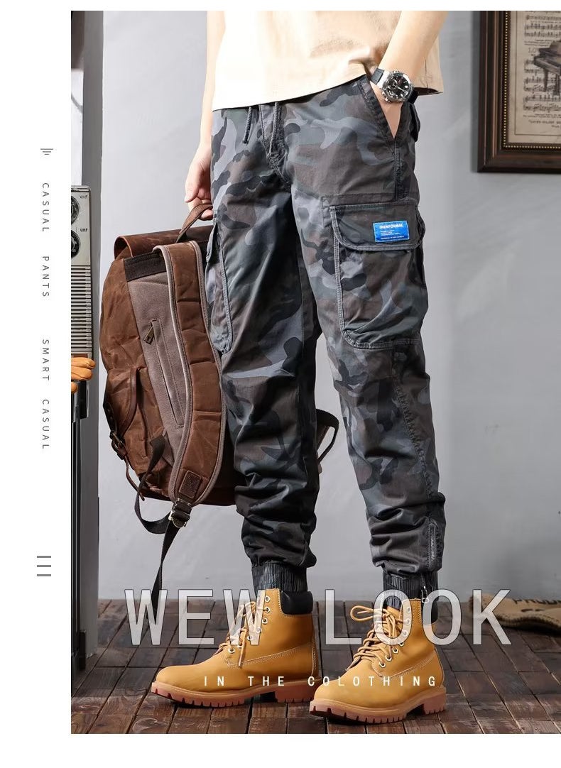 Generic - Camouflage Cargo Pants Multi-Pocket Functional Casual Trousers Loose Fit Spring Pants For Men And Women Black Trendy Brand Gray - Image 1
