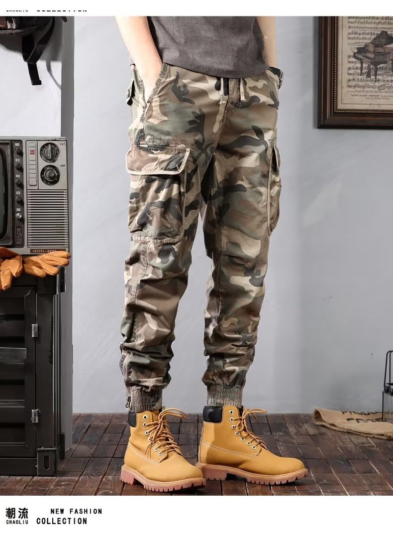 Generic - Camouflage Cargo Pants Multi-Pocket Functional Casual Trousers Loose Fit Spring Pants For Men And Women Black Trendy Brand Gray - Image 1