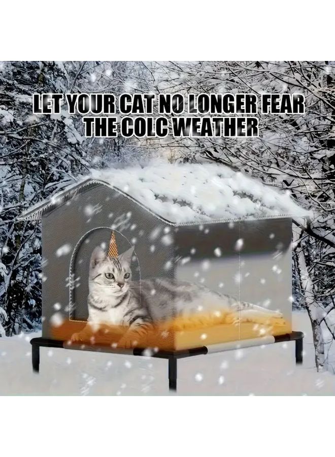 Large Grey All Weather Outdoor Cat House With Foil Insulation Cozy Cat Condo - Image 2