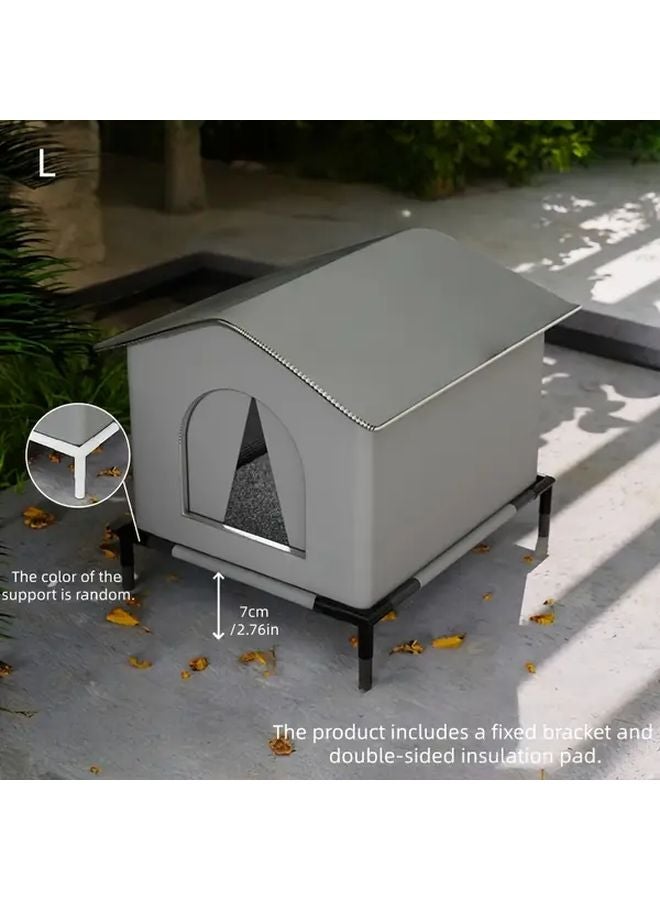 Large Grey All Weather Outdoor Cat House With Foil Insulation Cozy Cat Condo - Image 1