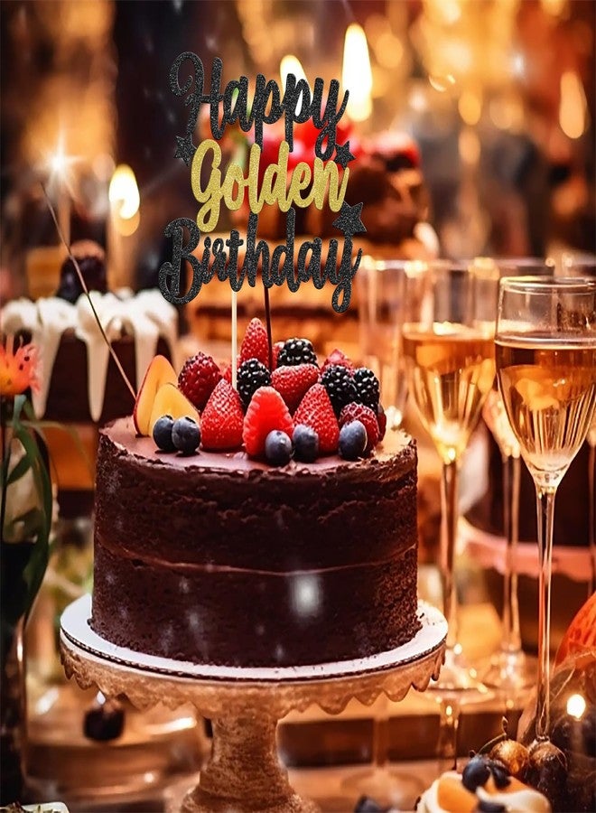 Rsstarxi مجموعة واحدة من زينة كعكة عيد الميلاد الذهبية اللامعة من Rsstarxi، مناسبة لأعياد الميلاد من 9 إلى 60 عامًا. زينة ذهبية لكعكة عيد الميلاد للأطفال والكبار. - Image 5
