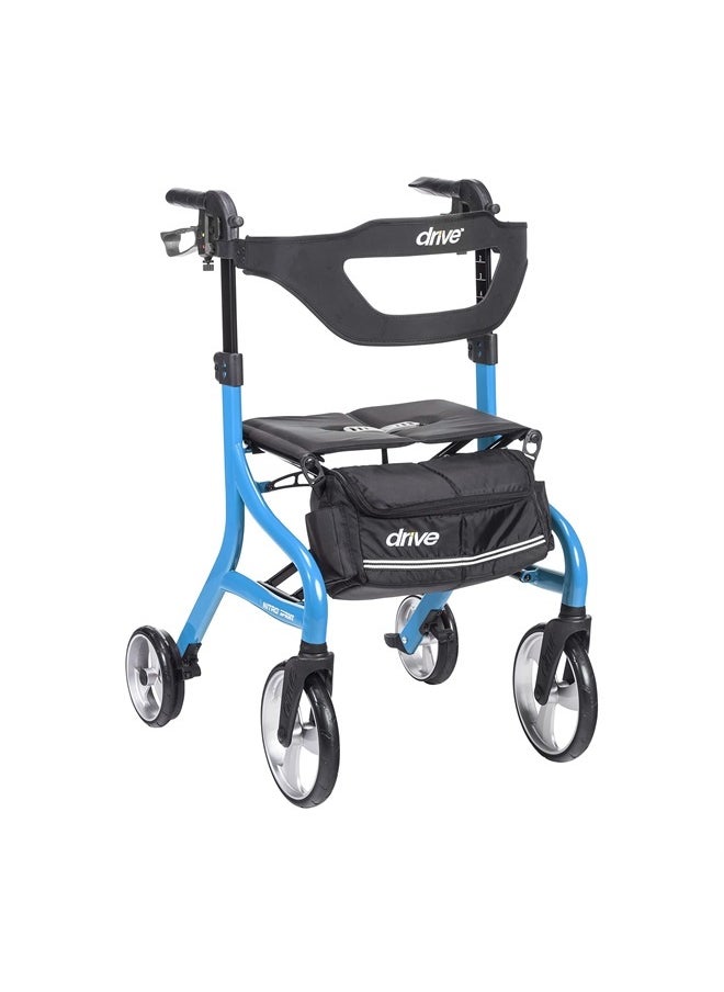 Drive Medical Nitro Sprint Foldable Rollator Walker with Seat, Tall Height Lightweight Rollator with Large Wheels, Folding Rollator, Four Wheel Rolling Walker, Blue  - Image 1