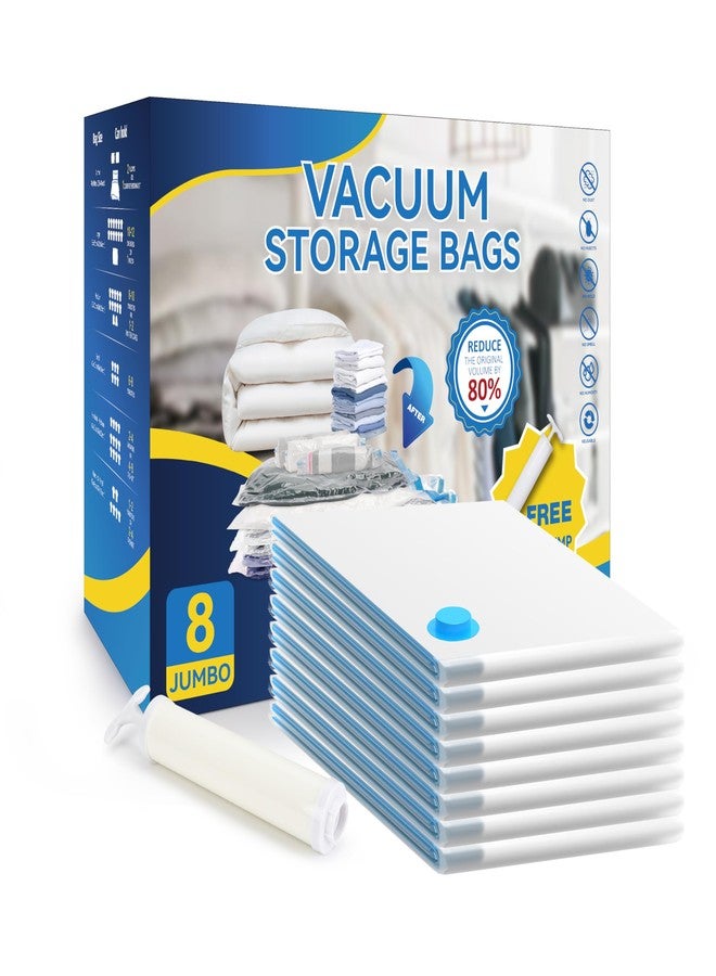 Simple Deluxe 8 Jumbo Space Saver Bags, Vacuum Storage Bags, Vacuum Seal Bags with Hand Pump for Comforters, Blankets, Bedding, Pillows and Clothes - Image 1