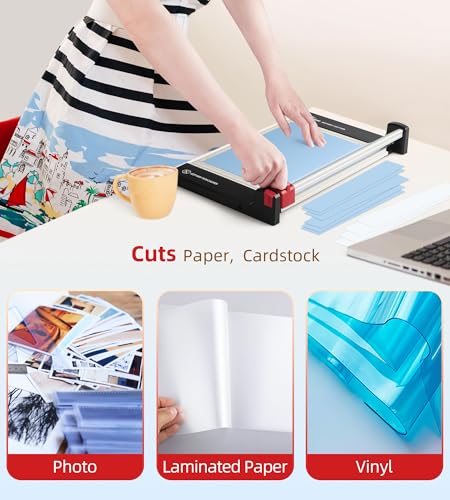 Firbon 12" Rotary Paper Trimmer with Replaceable Blade, Heavy Duty 6-Sheet Capacity Cutter for Cardstock, Photos, Scrapbooking, Office, School & Studio - Image 5