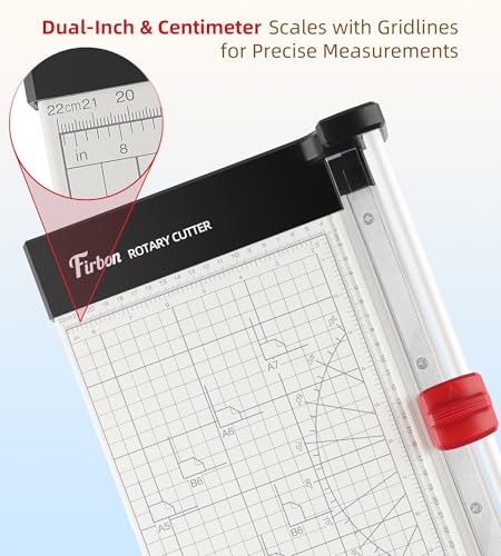Firbon 12" Rotary Paper Trimmer with Replaceable Blade, Heavy Duty 6-Sheet Capacity Cutter for Cardstock, Photos, Scrapbooking, Office, School & Studio - Image 2