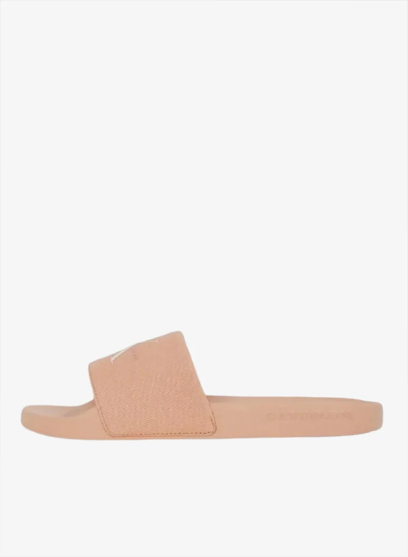 Calvin Klein Jeans Triple Dusty Coral Canvas Logo Sliders for Women | Best Price UAE