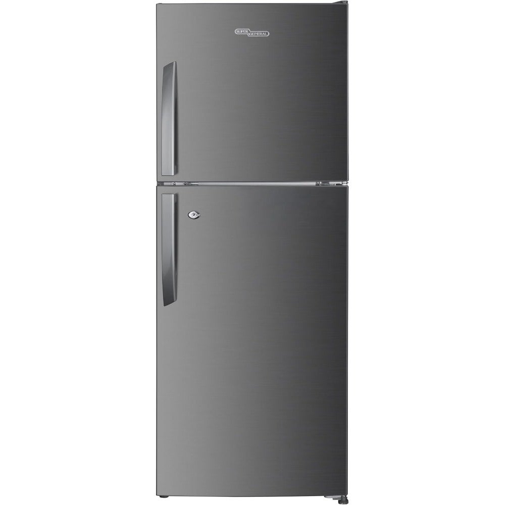 260L Gross Double Door Fridge for Home Use, Stainless Steel Silver, No Frost Technology, Energy Efficient