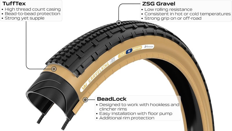 Panaracer GravelKing SK Folding Bicycle Tire | 700 x 40C | Tubeless Compatible | All-Terrain Tread | Gravel & Adventure Riding | Black/Black - Image 3