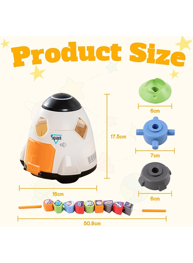 Hola Magic Toy Spaceship Shape Sorter & Building Set for 2+ Year Olds | Educational DIY Construction with Lacing Beads | Montessori STEM Toy - Image 2