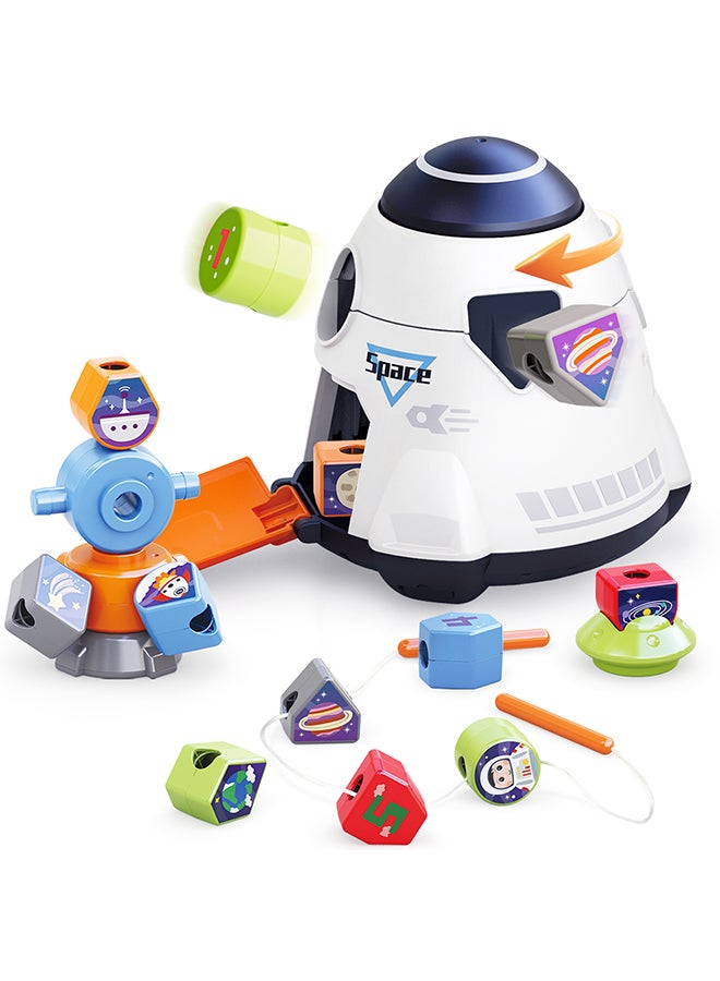 Hola Magic Toy Spaceship Shape Sorter & Building Set for 2+ Year Olds | Educational DIY Construction with Lacing Beads | Montessori STEM Toy - Image 1