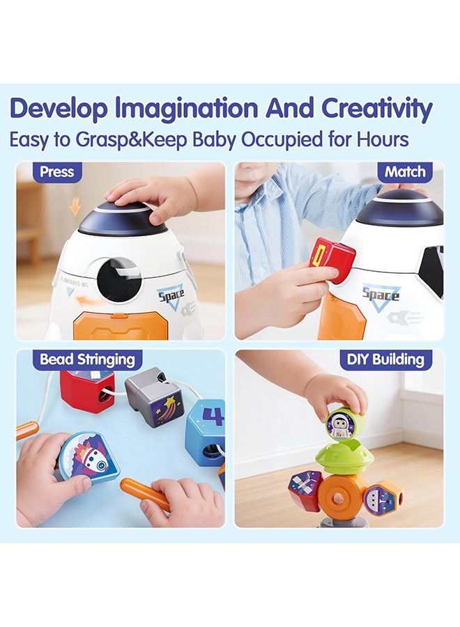 Hola Magic Toy Spaceship Shape Sorter & Building Set for 2+ Year Olds | Educational DIY Construction with Lacing Beads | Montessori STEM Toy - Image 3