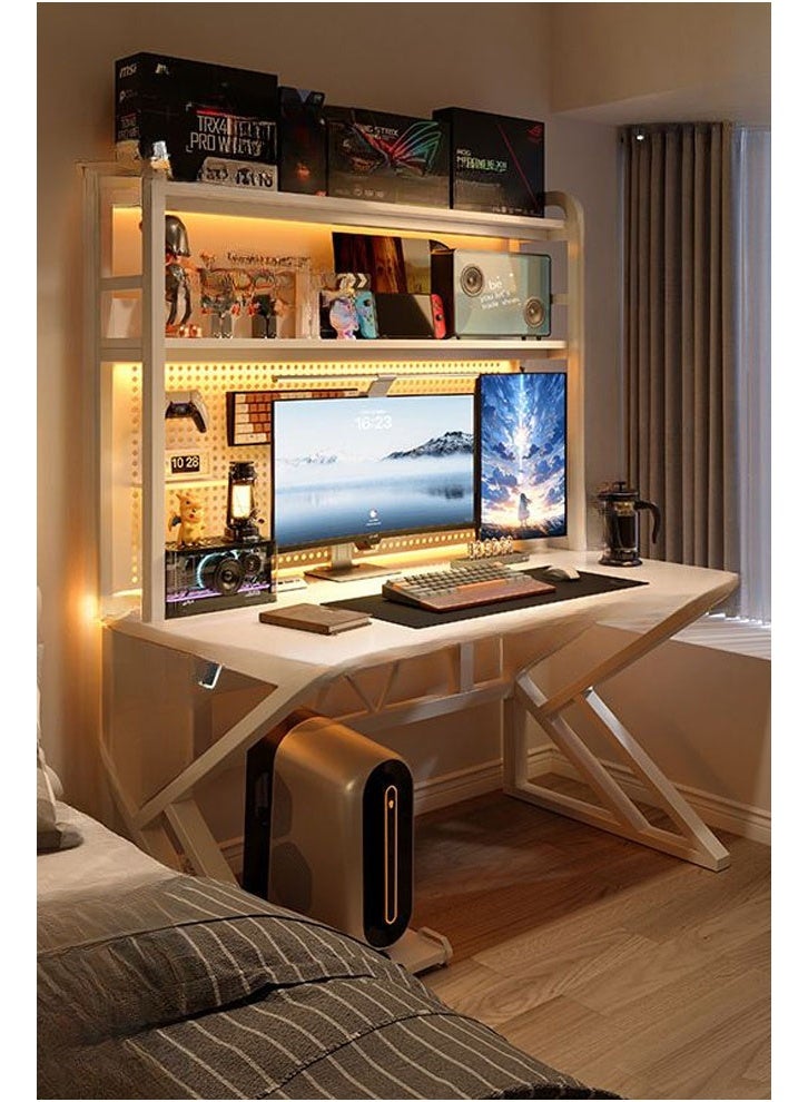 keke Computer Tables with Shelves for Organized Productivity White Frame with Hole Board Regular Height 170 CM, Width 60 cm, Length 160cm - Image 2