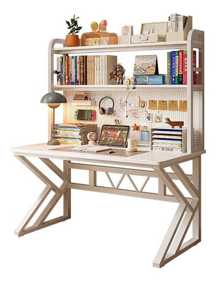 keke Computer Tables with Shelves for Organized Productivity White Frame with Hole Board Regular Height 170 CM, Width 60 cm, Length 160cm - Image 1