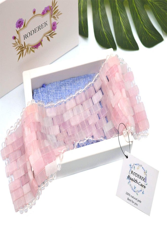 RODEREK Natural Jade Sleep Mask & Blindfold,Natural Jade Eye Mask,Anti-Aging Hot or Cold Therapy Eye Mask Which is Soothing Cooling Detoxifying (Rose Quartz) - Image 4