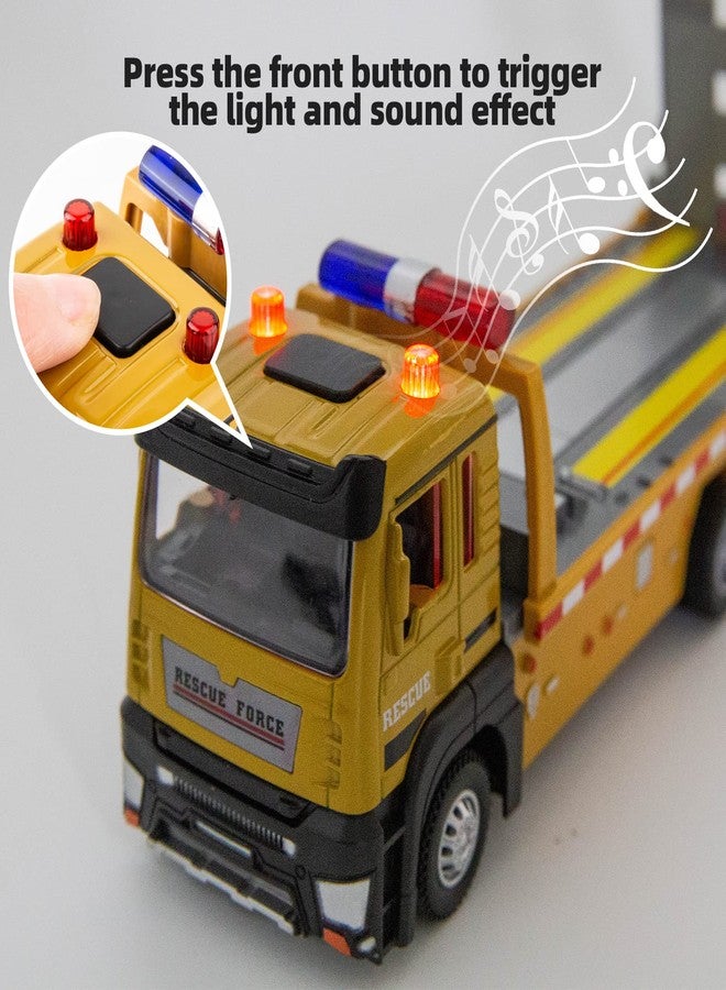 BDTCTK Friction Powered Flatbed Truck Toy with Lights and Sounds, Push and Go Construction Toy Tow Truck Great Gift for Toddlers, Boys and Girls - Image 4