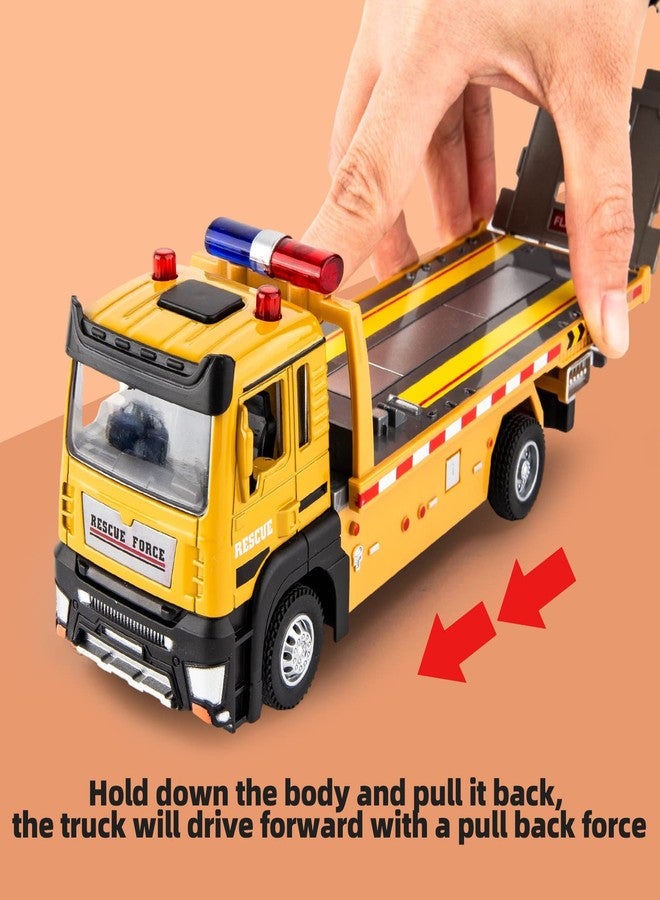 BDTCTK Friction Powered Flatbed Truck Toy with Lights and Sounds, Push and Go Construction Toy Tow Truck Great Gift for Toddlers, Boys and Girls - Image 5