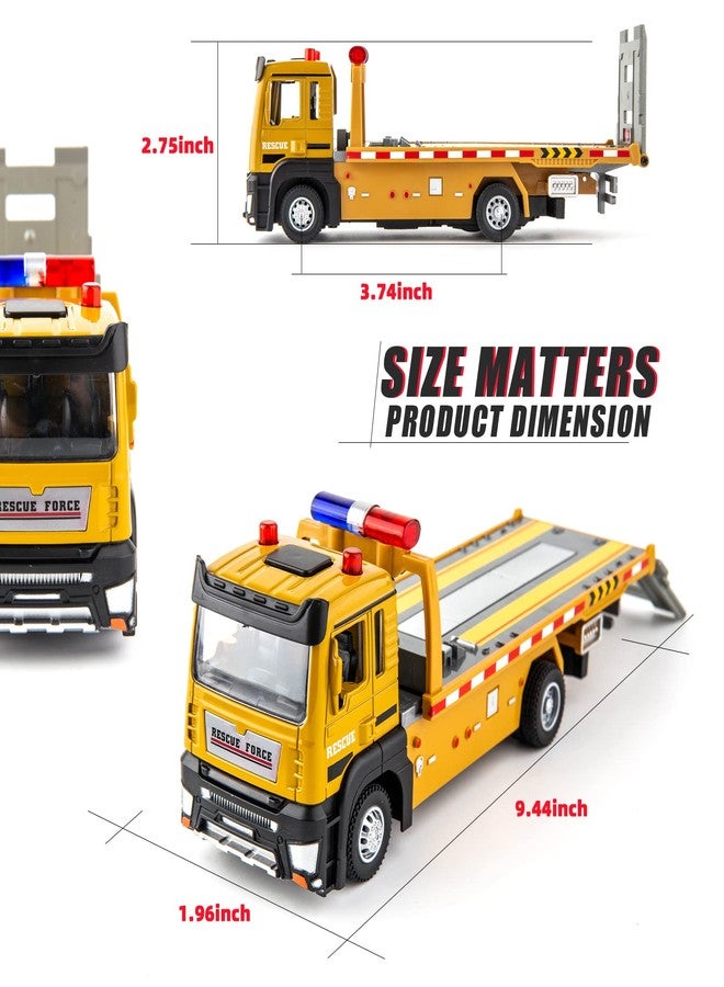 BDTCTK Friction Powered Flatbed Truck Toy with Lights and Sounds, Push and Go Construction Toy Tow Truck Great Gift for Toddlers, Boys and Girls - Image 2