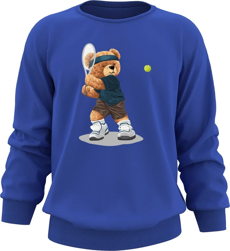 Ada Bebek Çocuk Ada Baby Kids Oversize Tennis Player Bear Printed Kids Sweatshirt