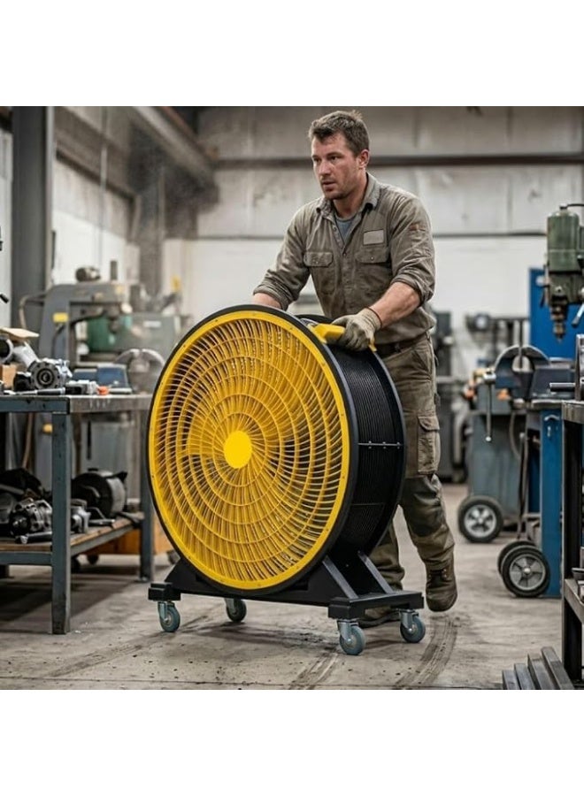 مروحة صناعية أسطوانية (Drum Fan) مقاس 30 بوصة | تدفق هواء عالي السرعة بمعدل 25000 قدم مكعب في الدقيقة (CFM) و3 سرعات | هيكل معدني متين مع عجلات دوارة وإطار فولاذي شديد التحمل | مناسبة للمستودعات والمصانع والحظائر والمرائب - لون أسود - Image 3