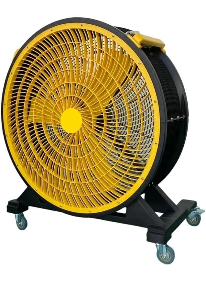 مروحة صناعية أسطوانية (Drum Fan) مقاس 30 بوصة | تدفق هواء عالي السرعة بمعدل 25000 قدم مكعب في الدقيقة (CFM) و3 سرعات | هيكل معدني متين مع عجلات دوارة وإطار فولاذي شديد التحمل | مناسبة للمستودعات والمصانع والحظائر والمرائب - لون أسود - Image 1
