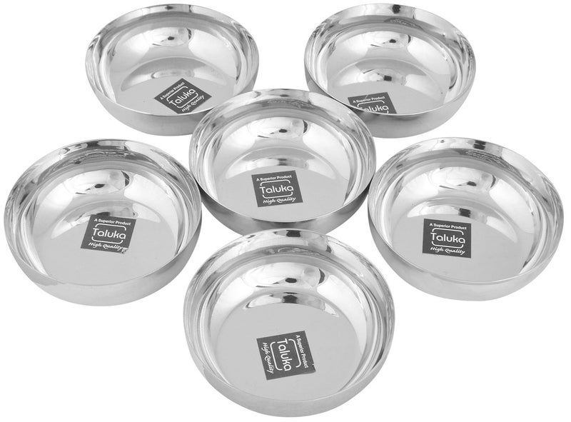 Taluka Premium Stainless Steel Solid Sweet BowlDessert Bowls Ice Cream BowlsBowls for Kheer katoriSteel with Set of 6 for Serving Deserts Sweets Silver - Image 1