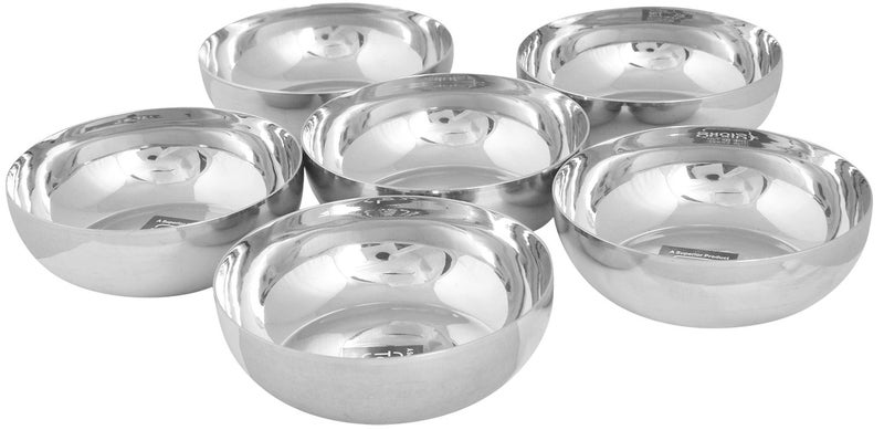 Taluka Premium Stainless Steel Solid Sweet BowlDessert Bowls Ice Cream BowlsBowls for Kheer katoriSteel with Set of 6 for Serving Deserts Sweets Silver - Image 2