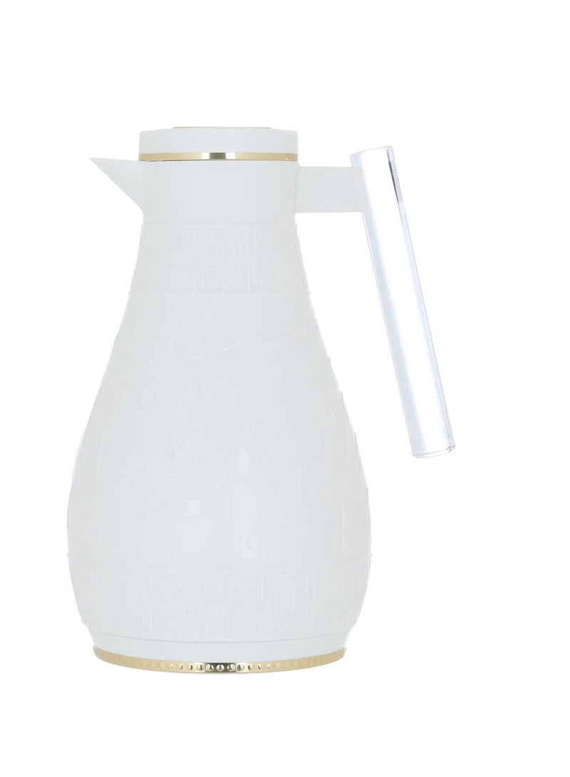 Alsaif Gallery Al Saif Gallery Karam thermos set, 1/0.65 liter, Islamic pattern, thermal glass inner shell, plastic outer shell - white - Image 3