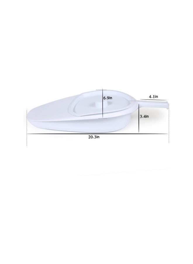 Plastic Bedpan Smooth Countoured with Lid u0026 Handle - Portable Bed Pans for Bedridden Patient for Men and Women(White)  - Image 2